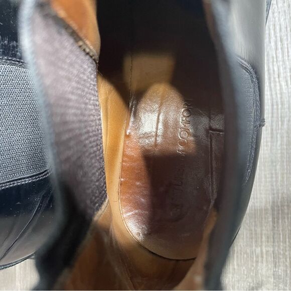 Creatures of Comfort Black Patent Leather Ankle Pull On Moto Boots - Picture 15 of 16